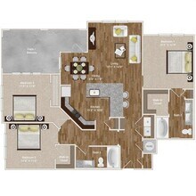 C1  - 3Bed/2Bath  - Large Kitchen Island & Balc... 4207 floor plan